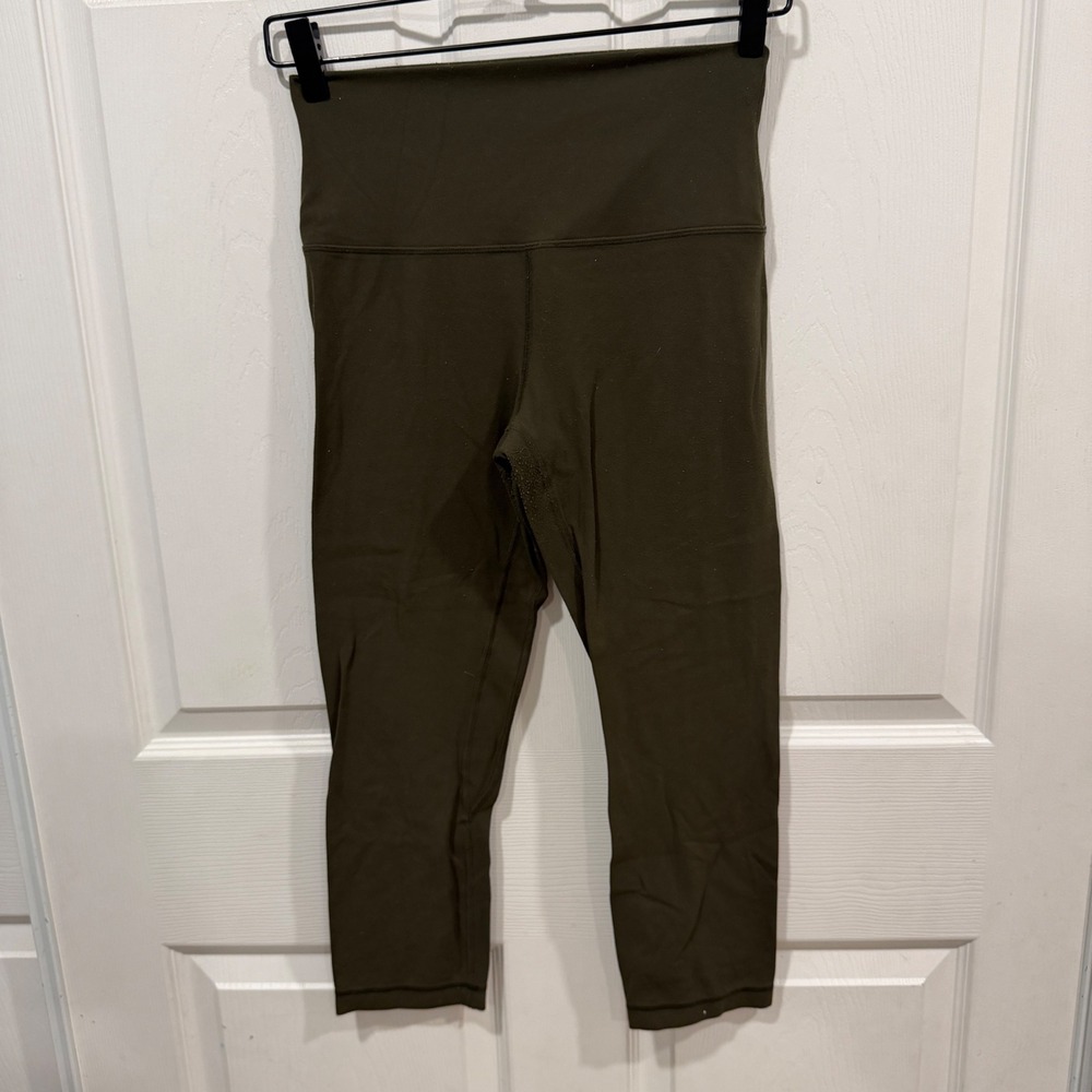 Lululemon Align High-Rise Crop 21 Dark Olive Green Leggings Size 6 LW6AS8S
